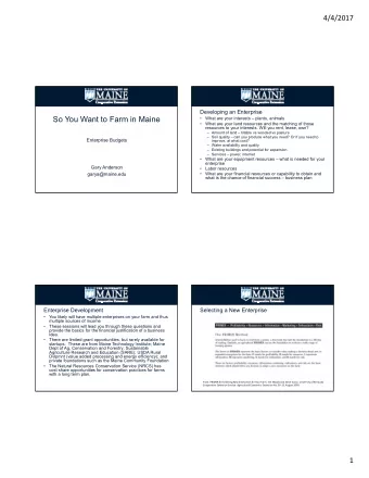 So You Want to Farm in Maine    What are your interests  plants, animals    What are your