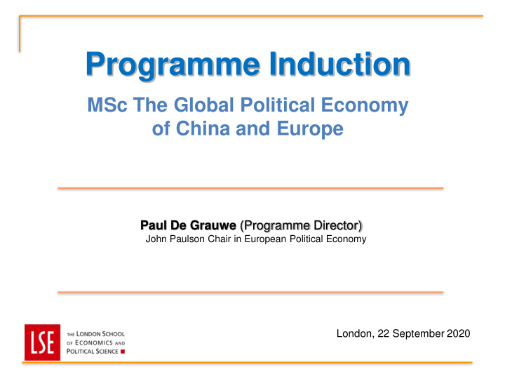 programme induction