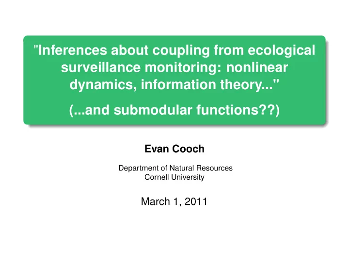 inferences about coupling from ecological surveillance