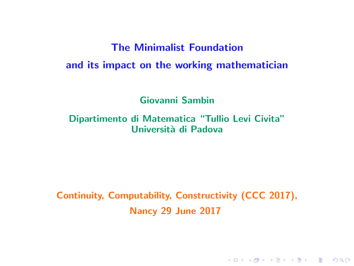 the minimalist foundation and its impact on the working