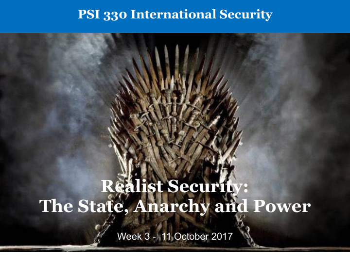 realist security the state anarchy and power