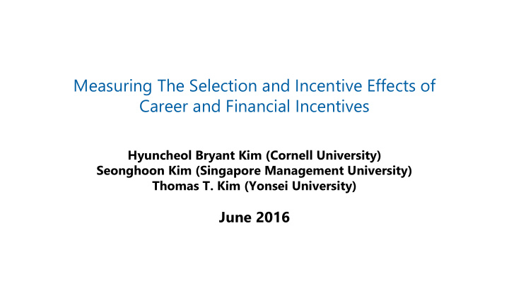 career and financial incentives