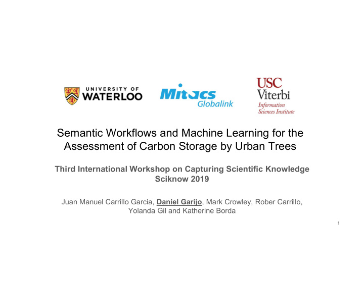 semantic workflows and machine learning for the
