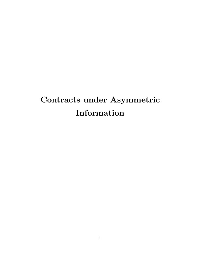 contracts under asymmetric information