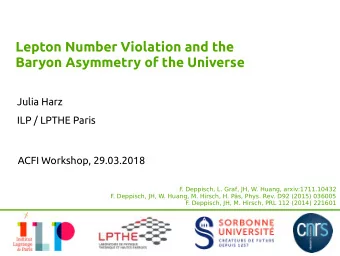 Lepton Number Violation and the  Baryon Asymmetry of the Universe  Julia Harz  ILP / LPTHE Paris