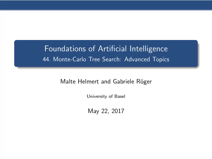 foundations of artificial intelligence