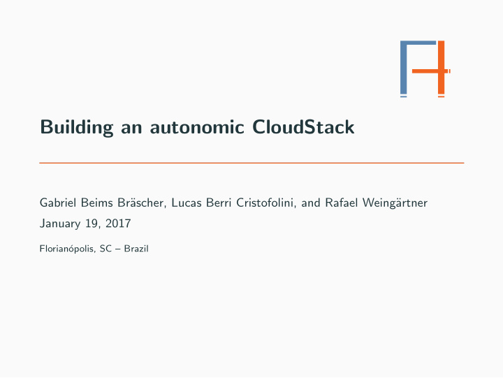 building an autonomic cloudstack