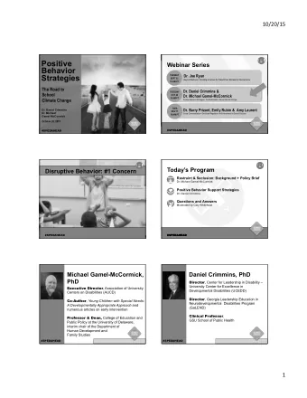Positive  Webinar Series  Behavior  Strategies  TUESDAY  Dr. Joe Ryan  SEPT 22  Beyond Behavior: