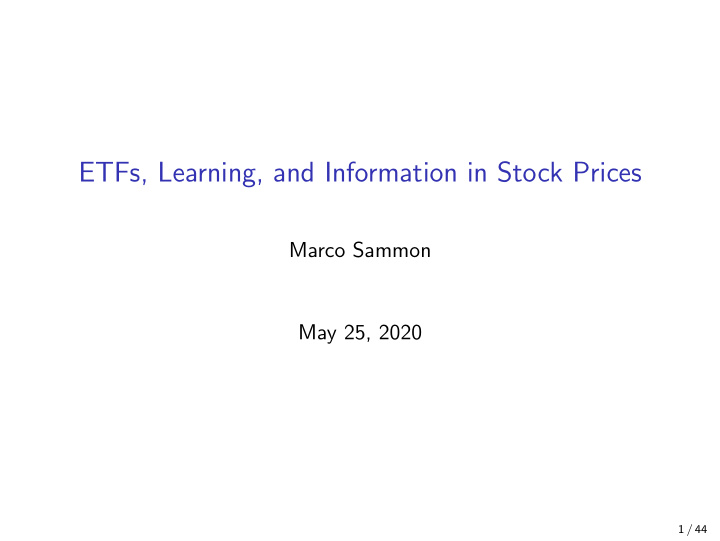 etfs learning and information in stock prices