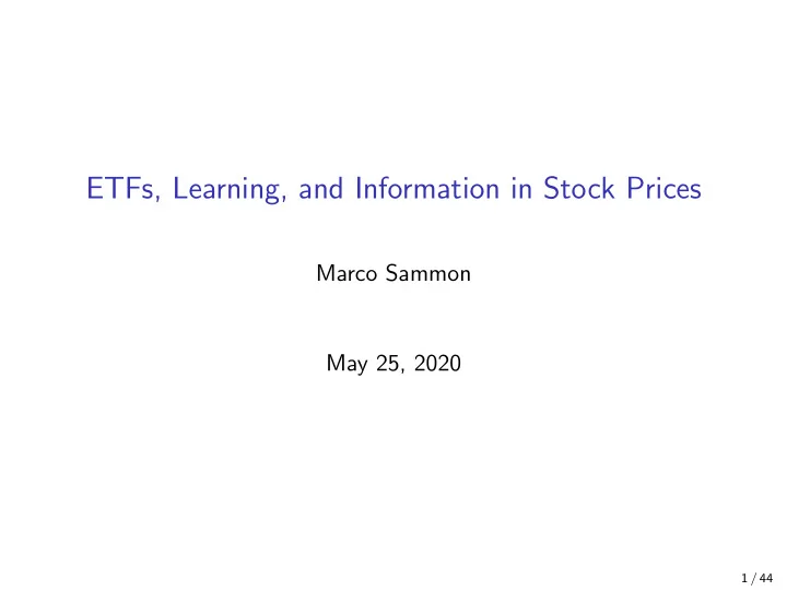 etfs learning and information in stock prices