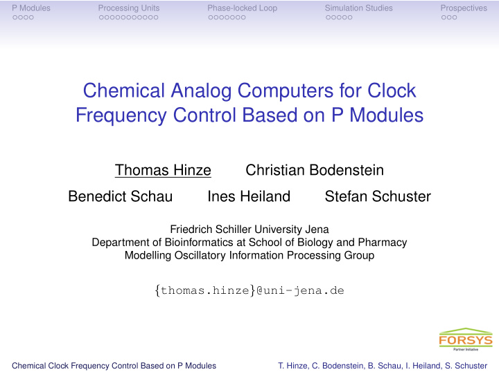 chemical analog computers for clock frequency control