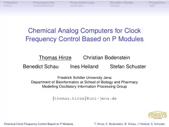 Chemical Analog Computers for Clock  Frequency Control Based on P Modules  Thomas Hinze  Christian