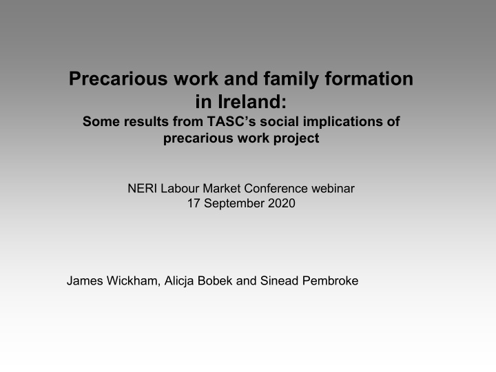 precarious work and family formation in ireland