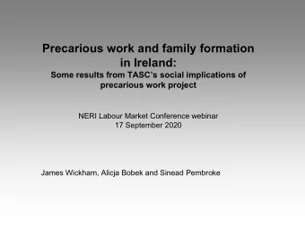 Precarious work and family formation  in Ireland:  Some results from TASCs social implications