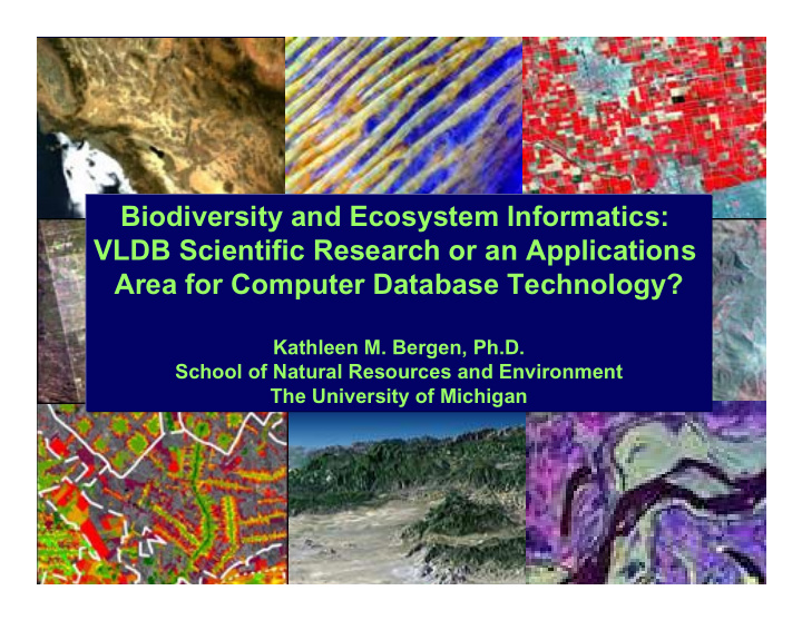 biodiversity and ecosystem informatics vldb scientific