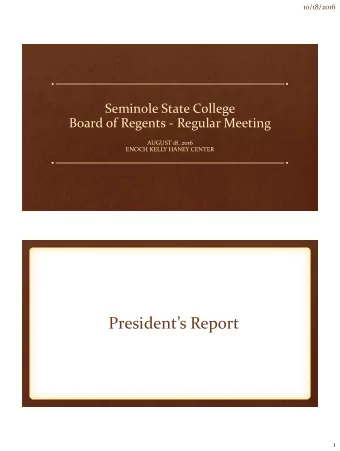 Presidents Report  1  10/18/2016  Personnel Update  Emily Carpenter  Robbie Lindsey  Raeleigh