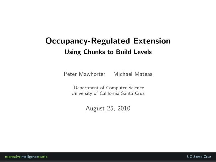 occupancy regulated extension