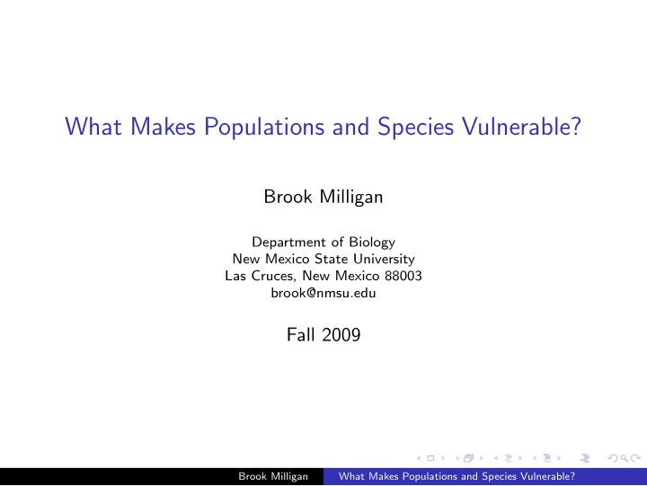 what makes populations and species vulnerable
