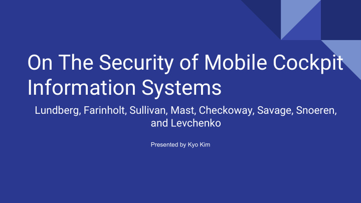 on the security of mobile cockpit information systems