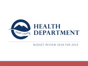 BUDGET REVIEW 2018 FOR 2019  Health Department Overview  Admin  Public  Childrens Services  WIC