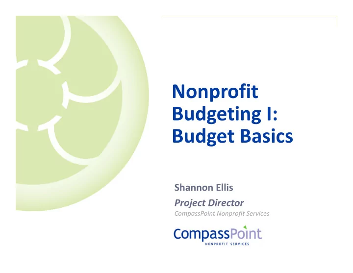 nonprofit budgeting i budget basics