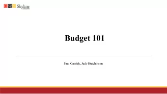 Budget 101  Paul Cassidy, Judy Hutchinson  Budget 101  Fund 1 Site Allocation  Skyline