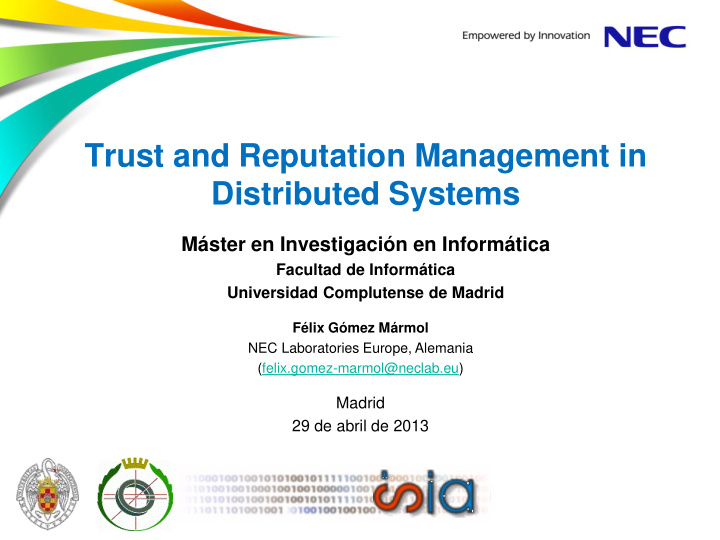 trust and reputation management in distributed systems