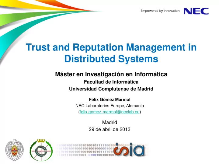 trust and reputation management in distributed systems