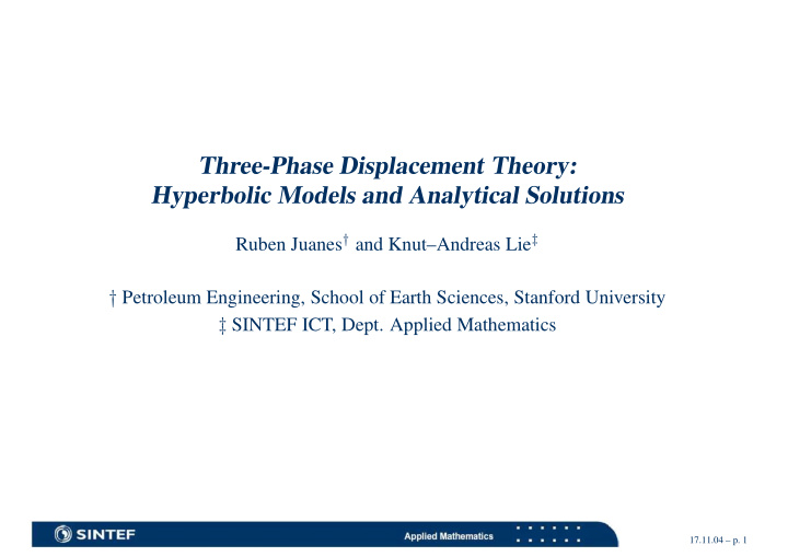 three phase displacement theory hyperbolic models and