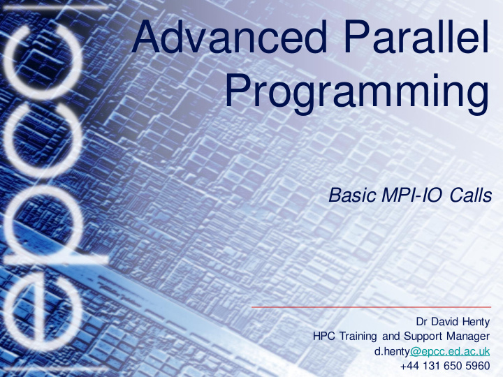 advanced parallel programming