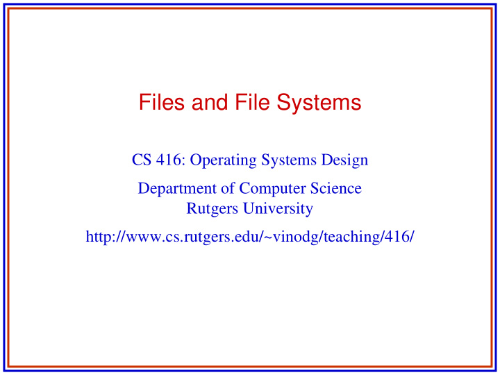 files and file systems