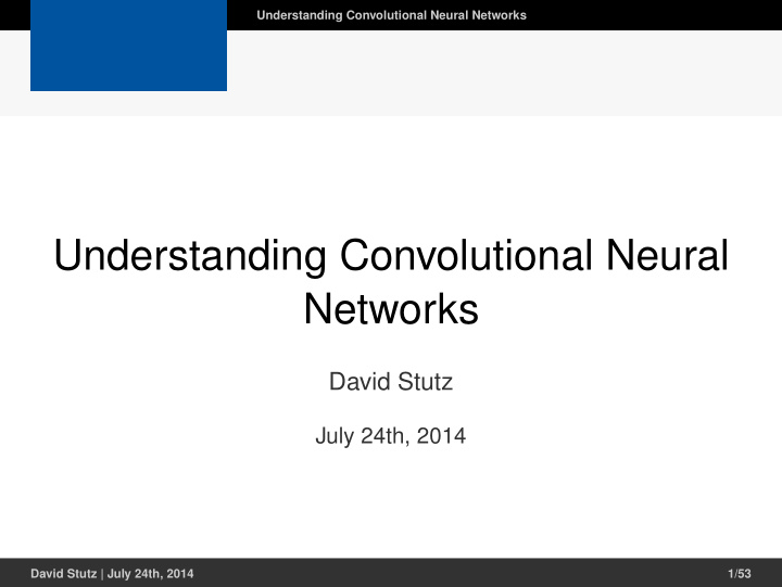 understanding convolutional neural networks