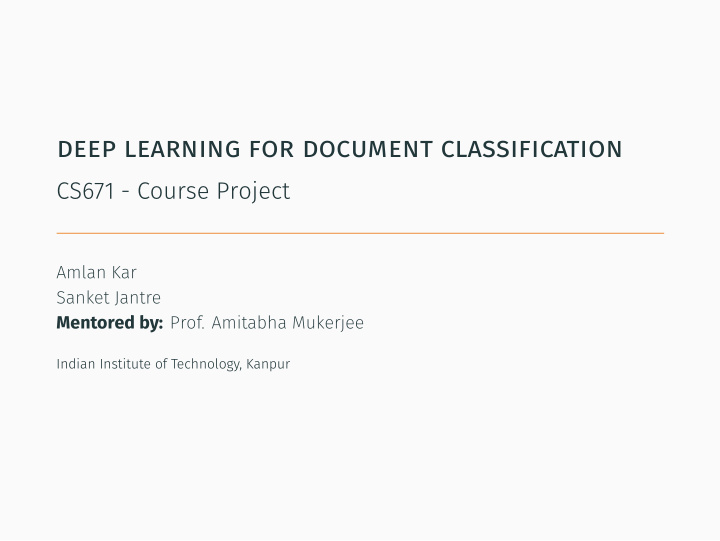 deep learning for document classification