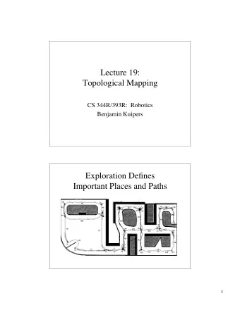 Lecture 19:  Topological Mapping  CS 344R/393R:  Robotics  Benjamin Kuipers  Exploration Defines
