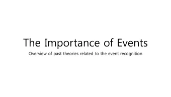 The Importance of Events  Overview of past theories related to the event recognition  Definition of