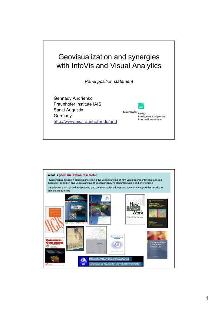 geovisualization and synergies with infovis and visual