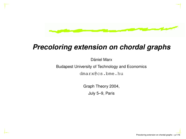 precoloring extension on chordal graphs