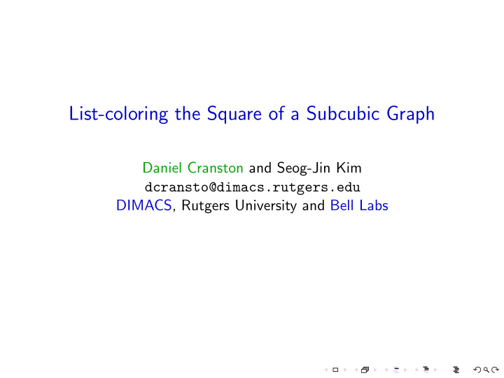 list coloring the square of a subcubic graph
