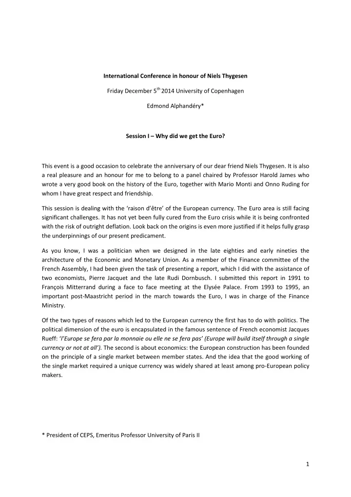 international conference in honour of niels thygesen