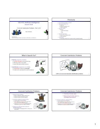 1  CSP Example: N-Queens  CSP Example: N-Queens  Formulation 2:  Formulation 1: