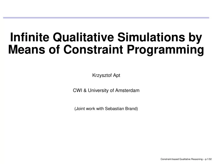 infinite qualitative simulations by means of constraint