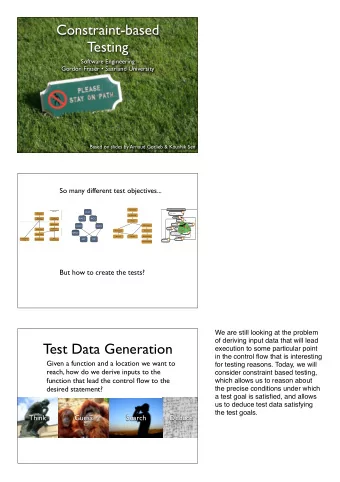 Constraint-based  Testing  Software Engineering  Gordon Fraser  Saarland University  Based on