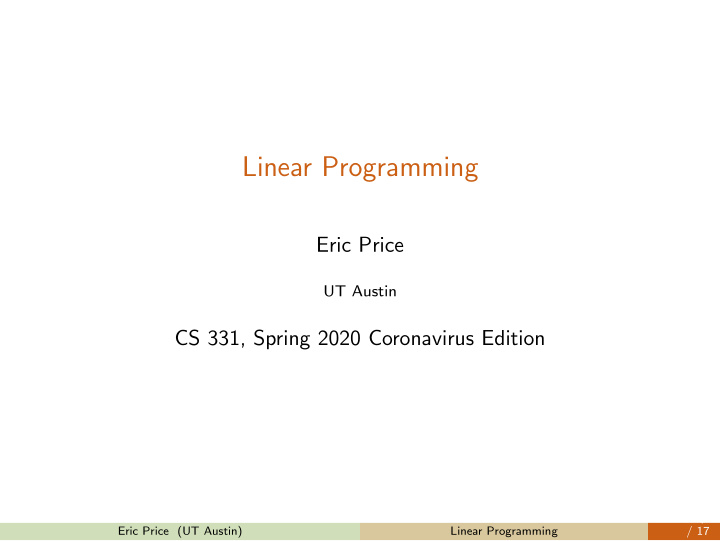 linear programming