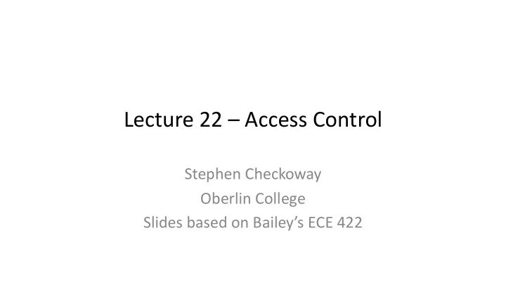 lecture 22 access control