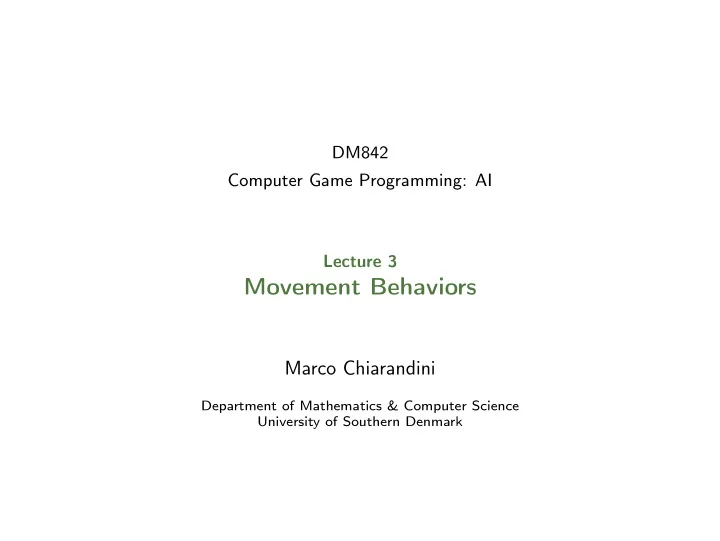movement behaviors