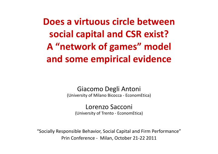 does a virtuous circle between social capital and csr