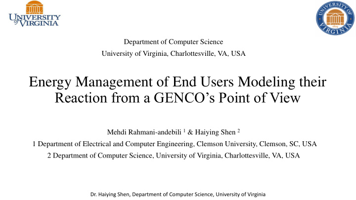 energy management of end users modeling their reaction