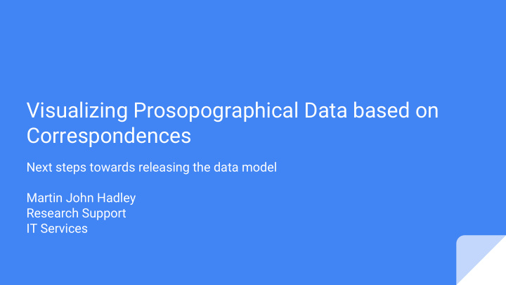 visualizing prosopographical data based on correspondences