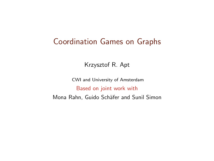 coordination games on graphs