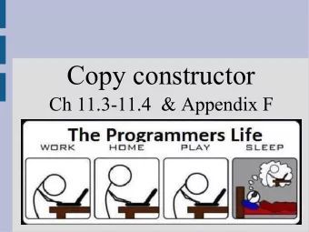 Copy constructor  Ch 11.3-11.4  &amp; Appendix F  object vs memory address  An object is simply a